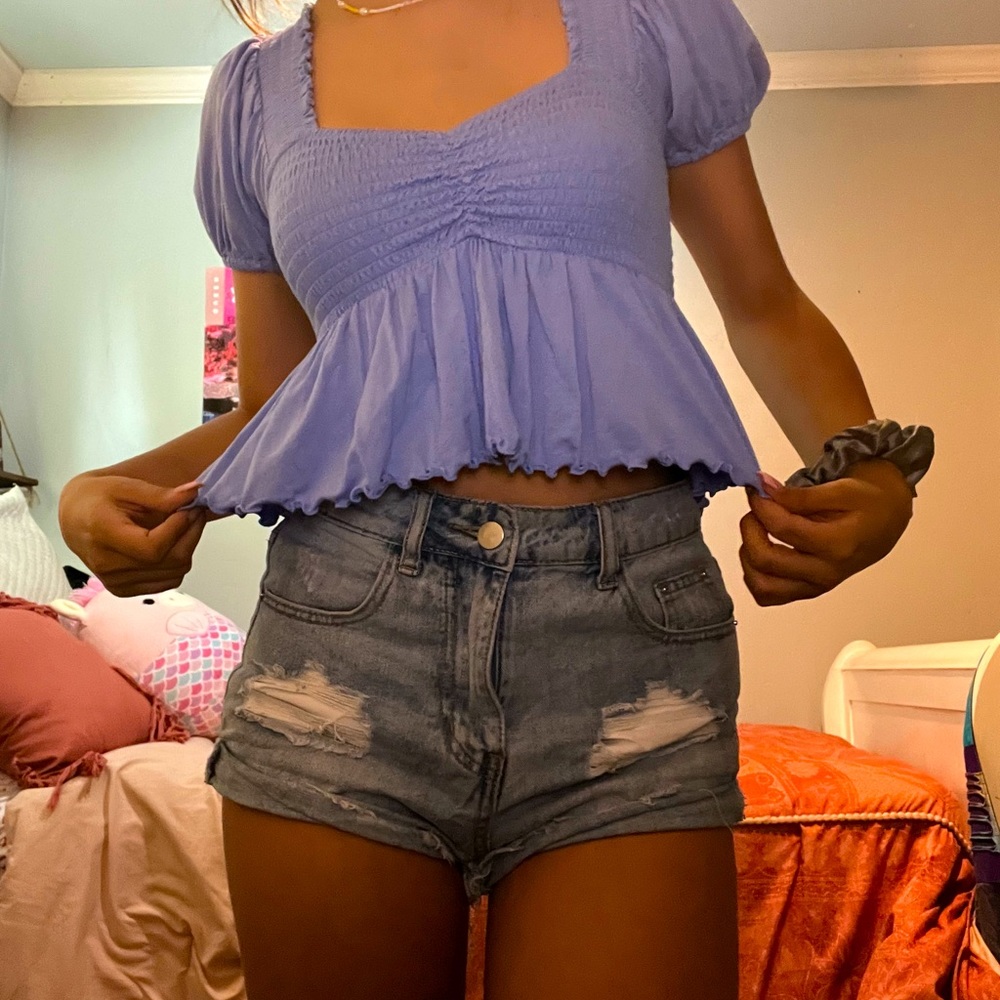 periwinkle cropped blouse